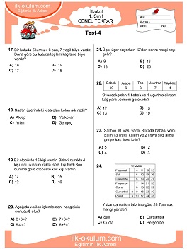 ilkokul 1. Sınıf Genel Tekrar Testleri 